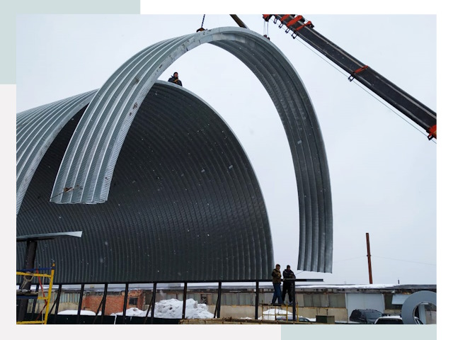 Полукруглые ангары в Котельниках